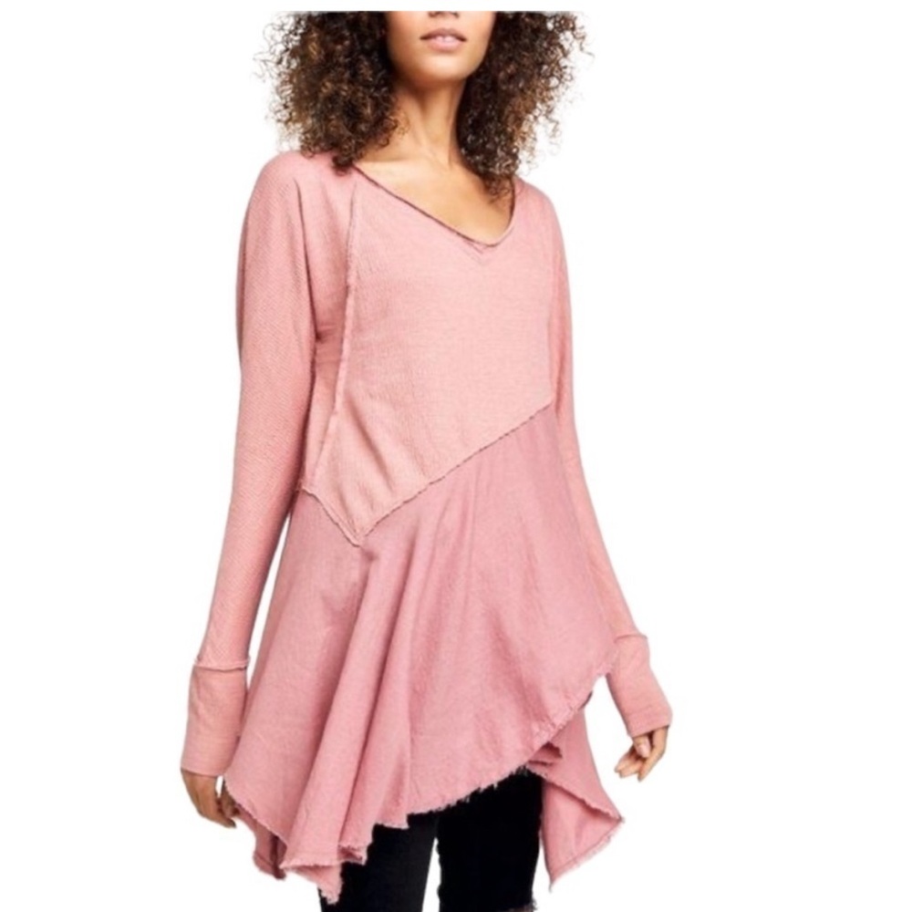 Free People Women's Pink V-Neck Top
